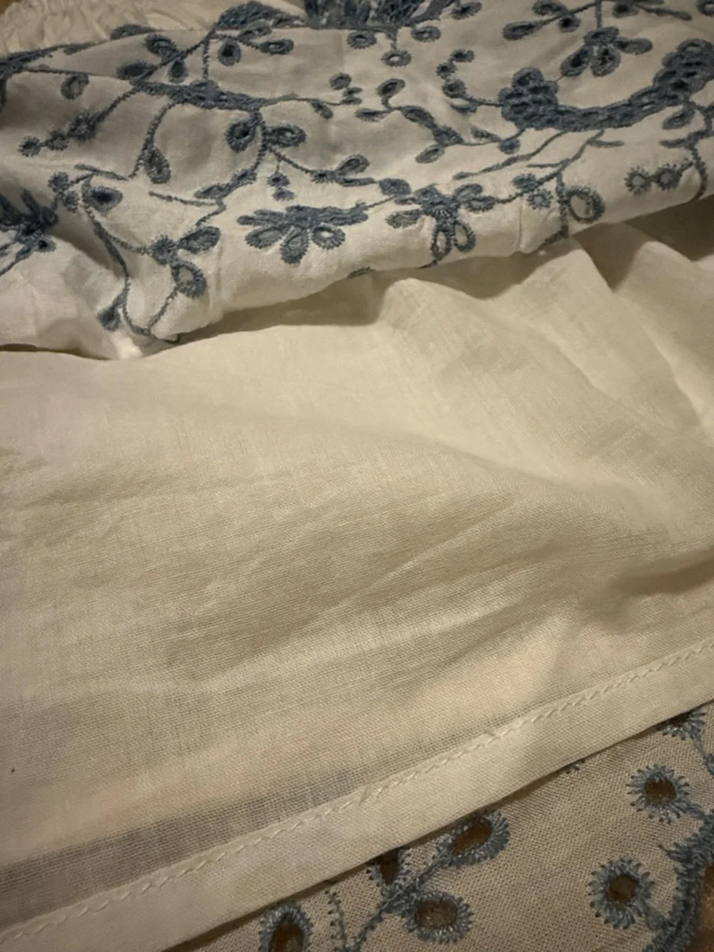 LoveShackFancy Charmain Skirt White and Blue Embroidered Eyelet Mini Skirt NWOT - Picture 9 of 11